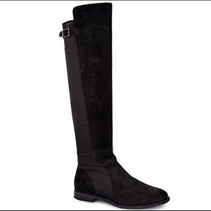 UGG Danae black suede stretch Boots Knee High Tall Riding Flat 10